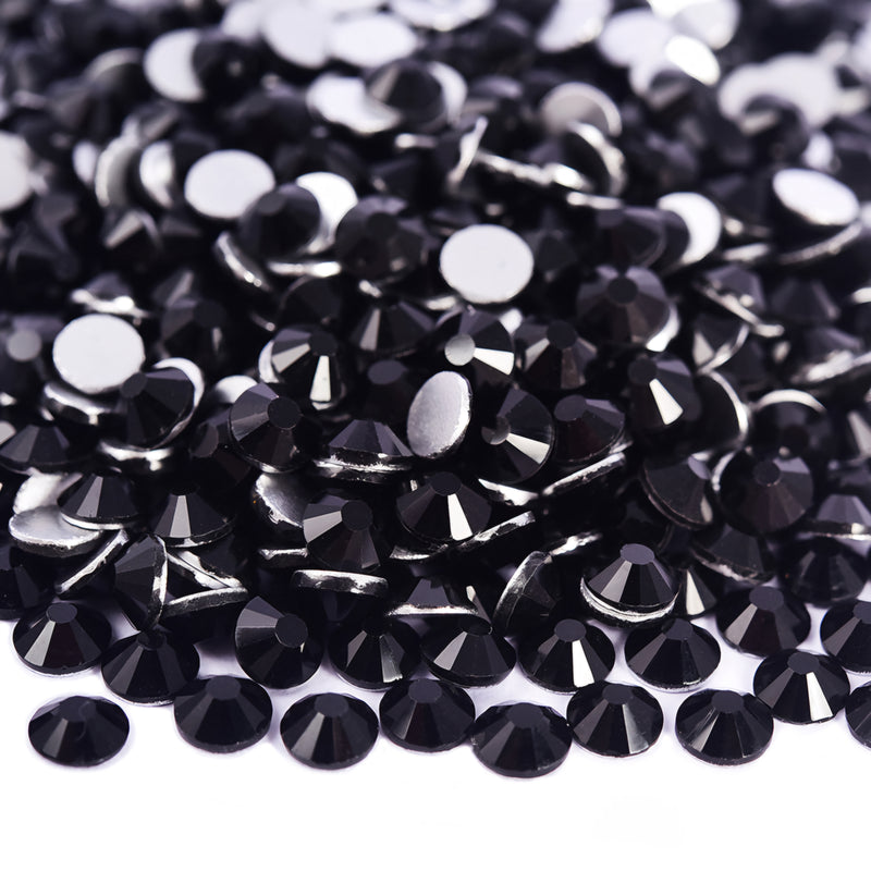 MajorCrafts ss3-ss50 Jet Black Flat Back Round Non-Hotfix Glass Rhinestones Craft Gems N02
