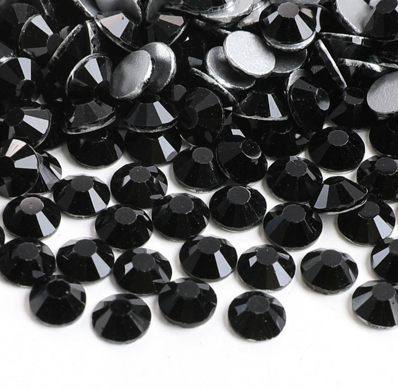 MajorCrafts ss3-ss50 Jet Black Flat Back Round Non-Hotfix Glass Rhinestones Craft Gems N02