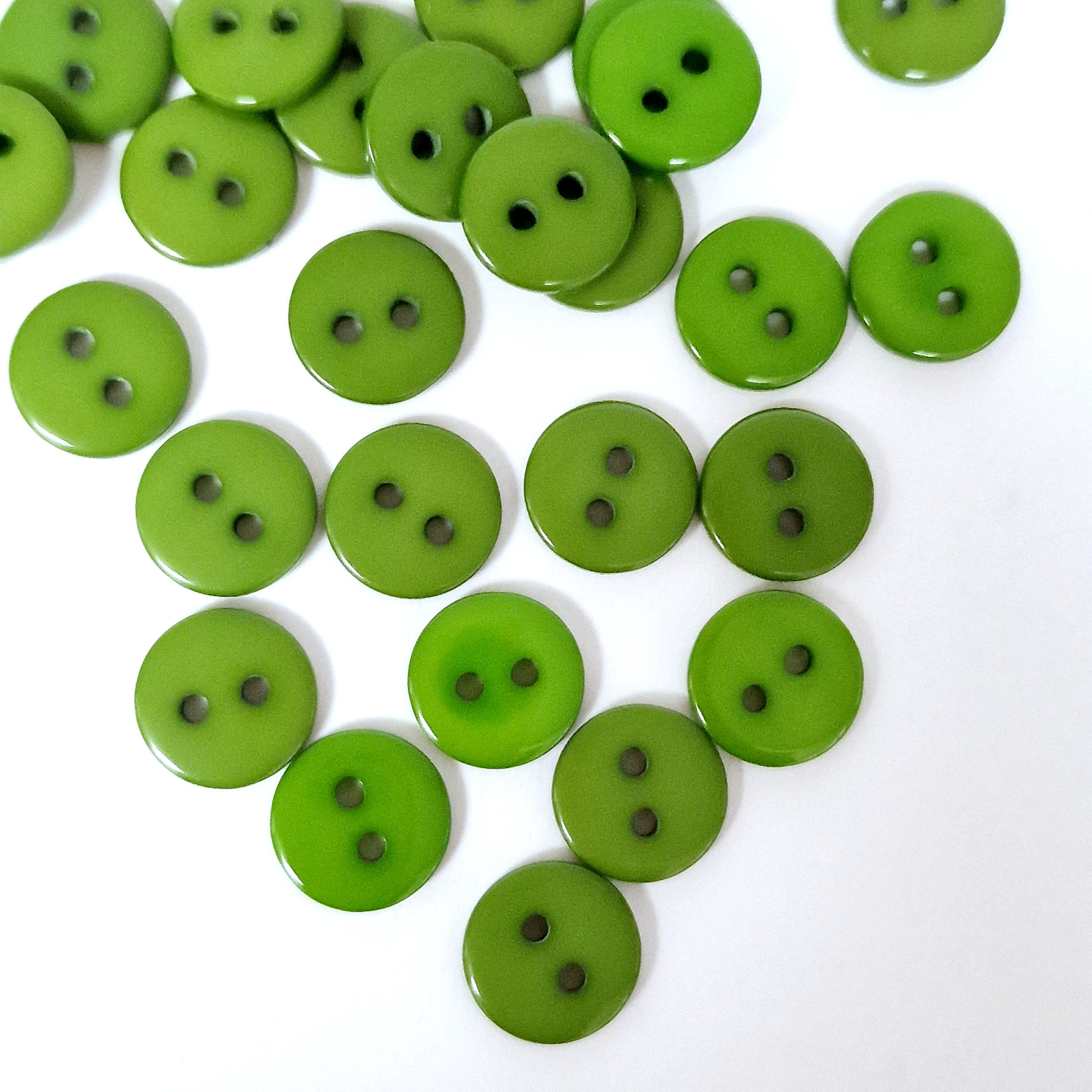 MajorCrafts 120pcs 10mm Olive Green Small 2 Holes Round Resin Sewing Buttons