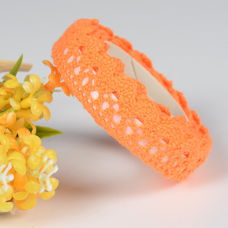 MajorCrafts 16mm 1.8metres Orange Self-Adhesive Fabric Crochet Lace Washi Tape