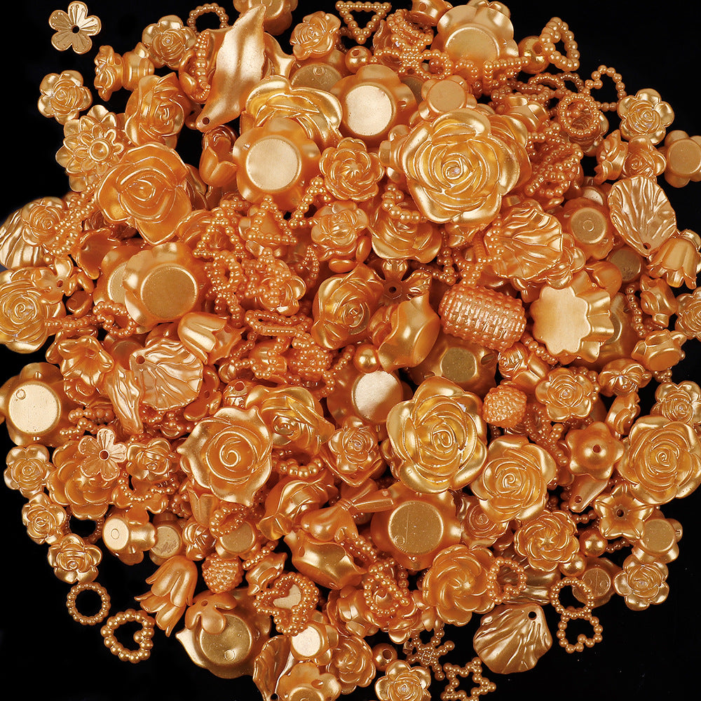 MajorCrafts 50g Orange Gold Mixed Shapes Resin Pearl Embellishments