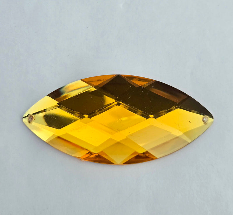 MajorCrafts 4pcs 62x30mm Orange Gold Flat Back Sew-on Navette Horse Eye Large Acrylic Rhinestones Gems
