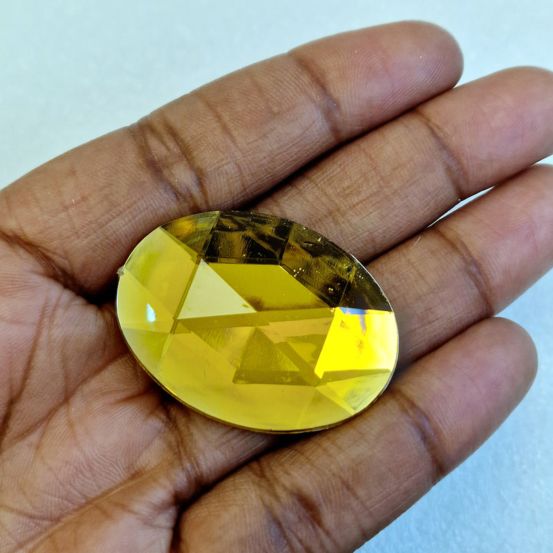 MajorCrafts 8pcs 40x30mm Orange Gold Flat Back Large Oval Acrylic Rhinestones