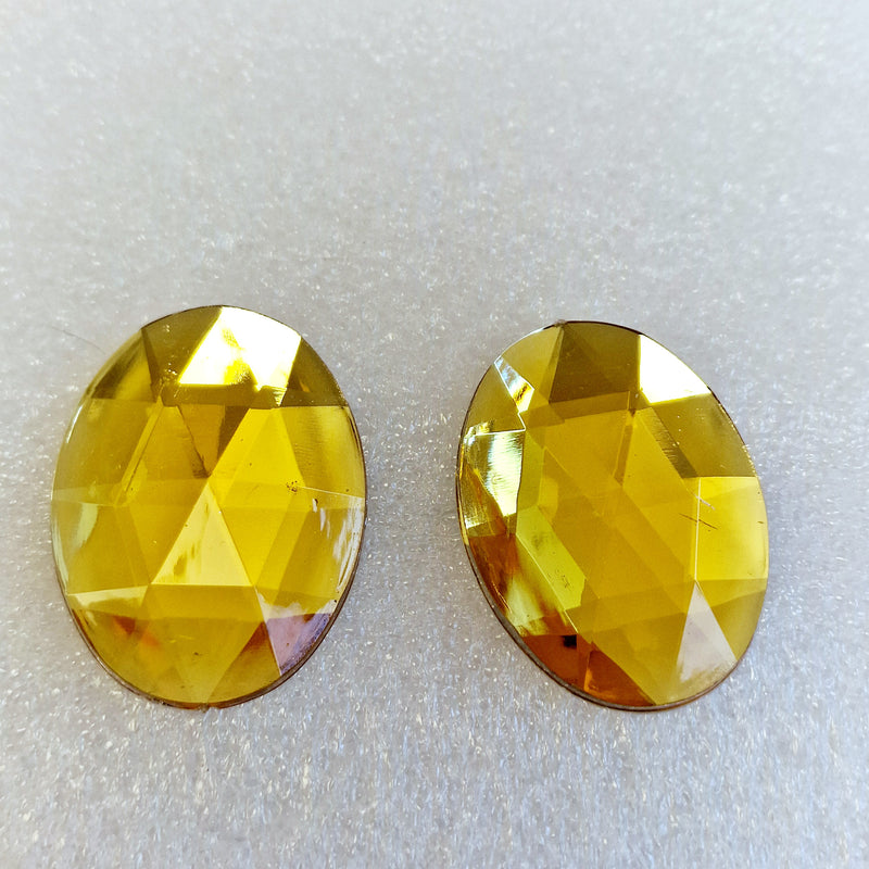 MajorCrafts 8pcs 40x30mm Orange Gold Flat Back Large Oval Acrylic Rhinestones