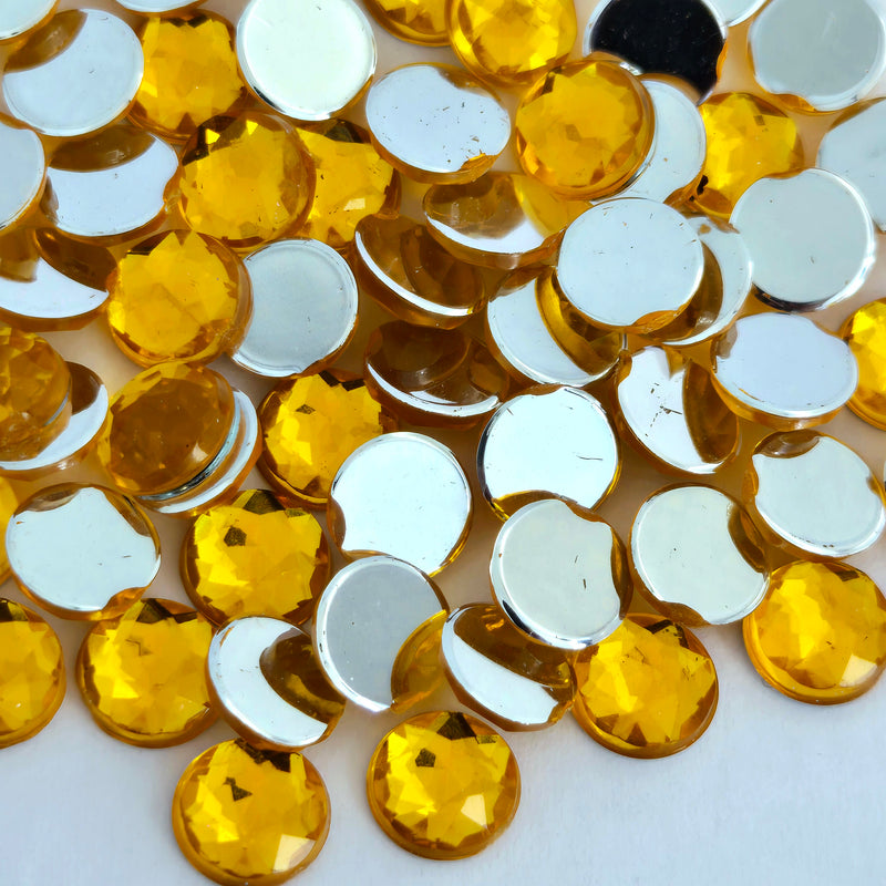 MajorCrafts 480pcs 6mm Orange Gold Star Facets Flat Back Round Acrylic Rhinestones