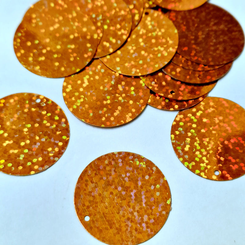 MajorCrafts 30mm 30grams 130pcs Orange Holographic Large Round PVC Sequins