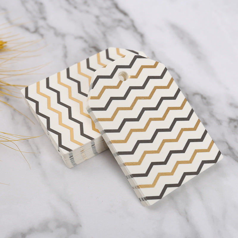 MajorCrafts 50pcs 6.8x4.5cm Gold and Grey Chevron Print Gift Tags