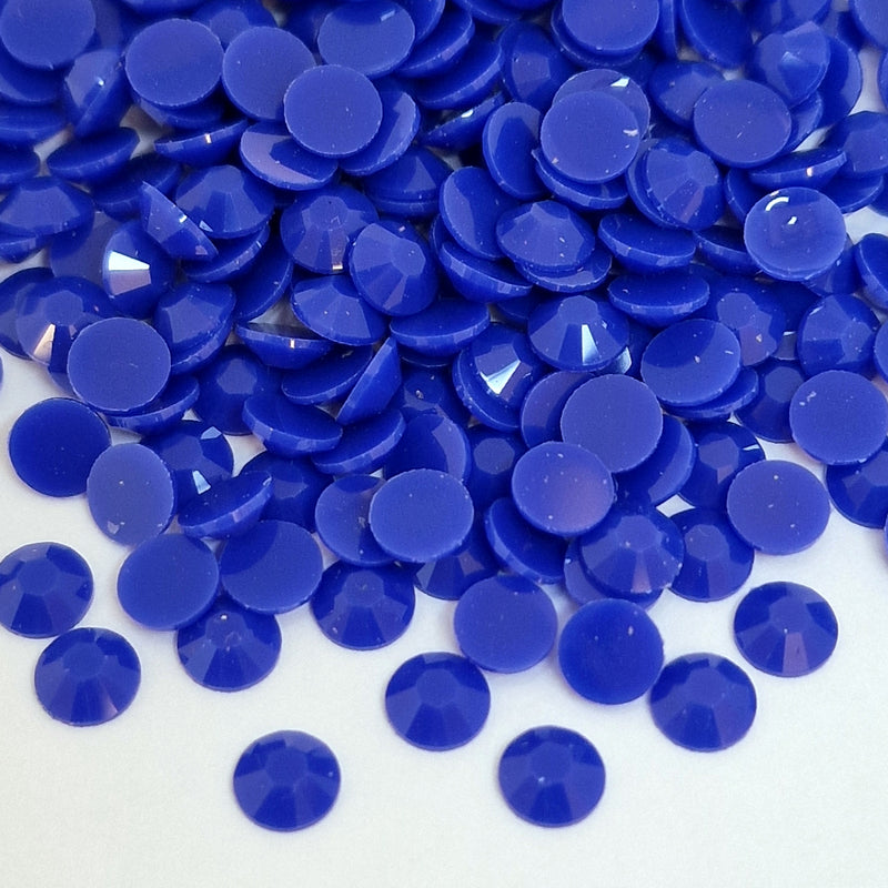 MajorCrafts Solid Cobalt Blue Flat Back Round 14 Facets Resin Rhinestones P157