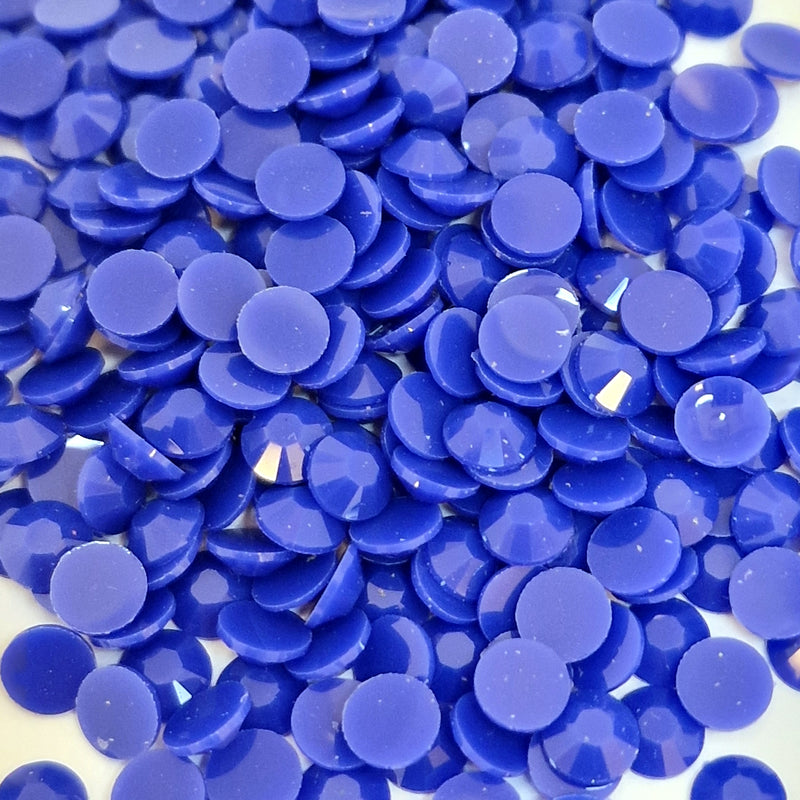 MajorCrafts Solid Cobalt Blue Flat Back Round 14 Facets Resin Rhinestones P157