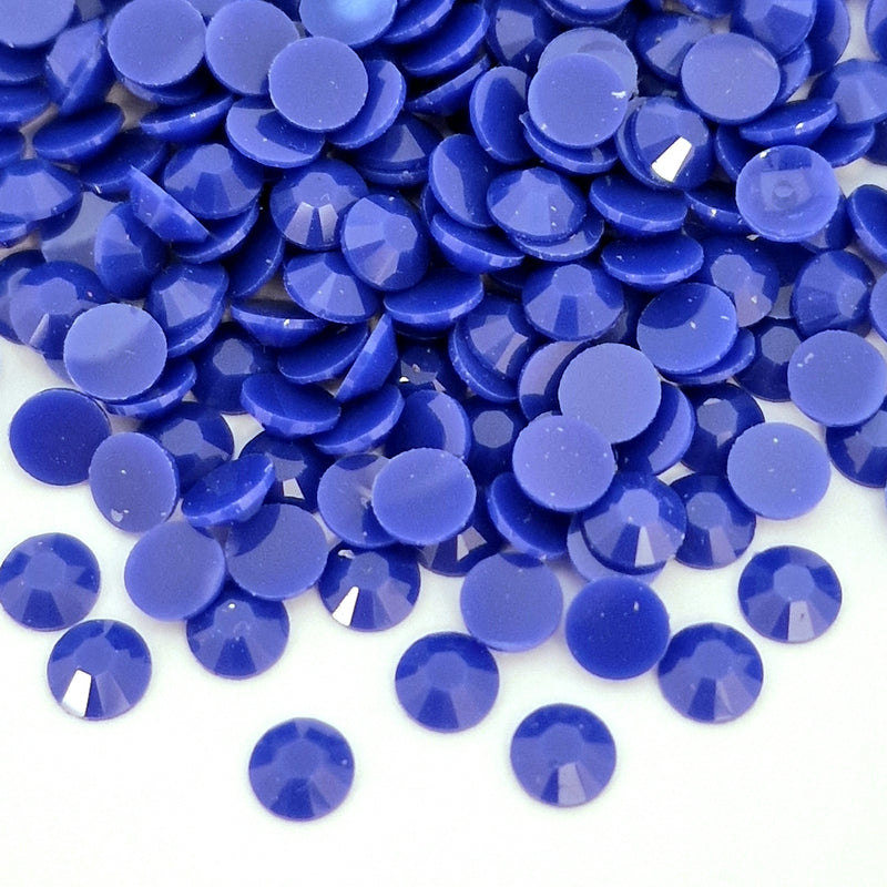 MajorCrafts Solid Cobalt Blue Flat Back Round 14 Facets Resin Rhinestones P157