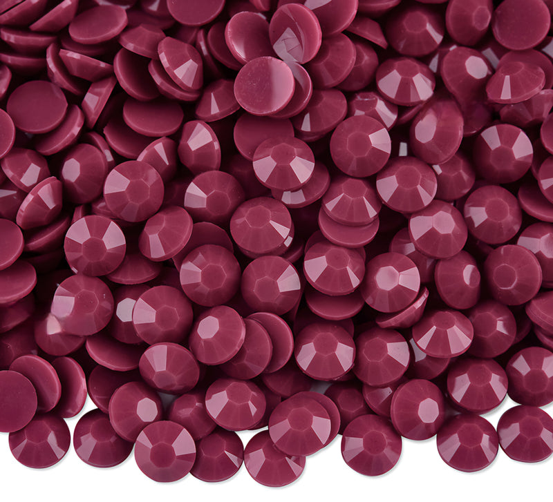 MajorCrafts Solid Wine Red Flat Back Round 14 Facets Resin Rhinestones