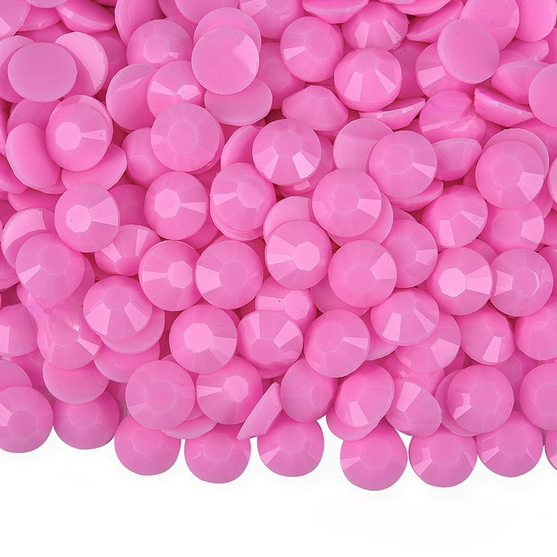 MajorCrafts Opaque Pastel Rose Pink Jelly Flat Back Round 14 Facets Resin Rhinestones C206