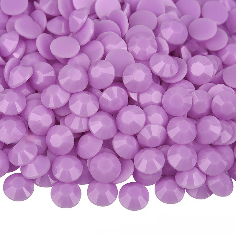 MajorCrafts Opaque Pastel Lilac Purple Jelly Flat Back Round 14 Facets Resin Rhinestones C208