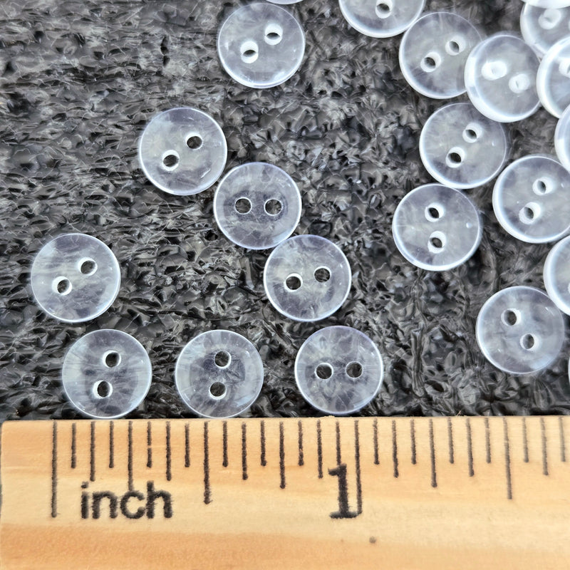 MajorCrafts 100pcs 7.5mm Transparent Clear 2 Holes Small Round Resin Sewing Buttons