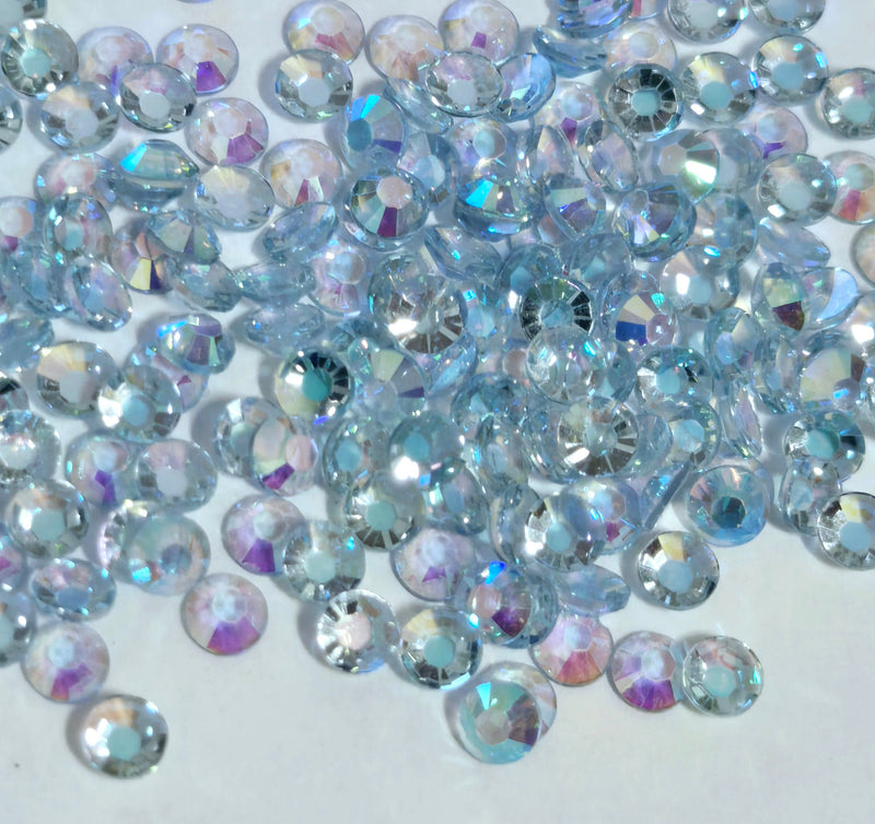 MajorCrafts 3000pcs 3mm Clear Pale Blue AB Flat Back Round 14 Facets Resin Rhinestones