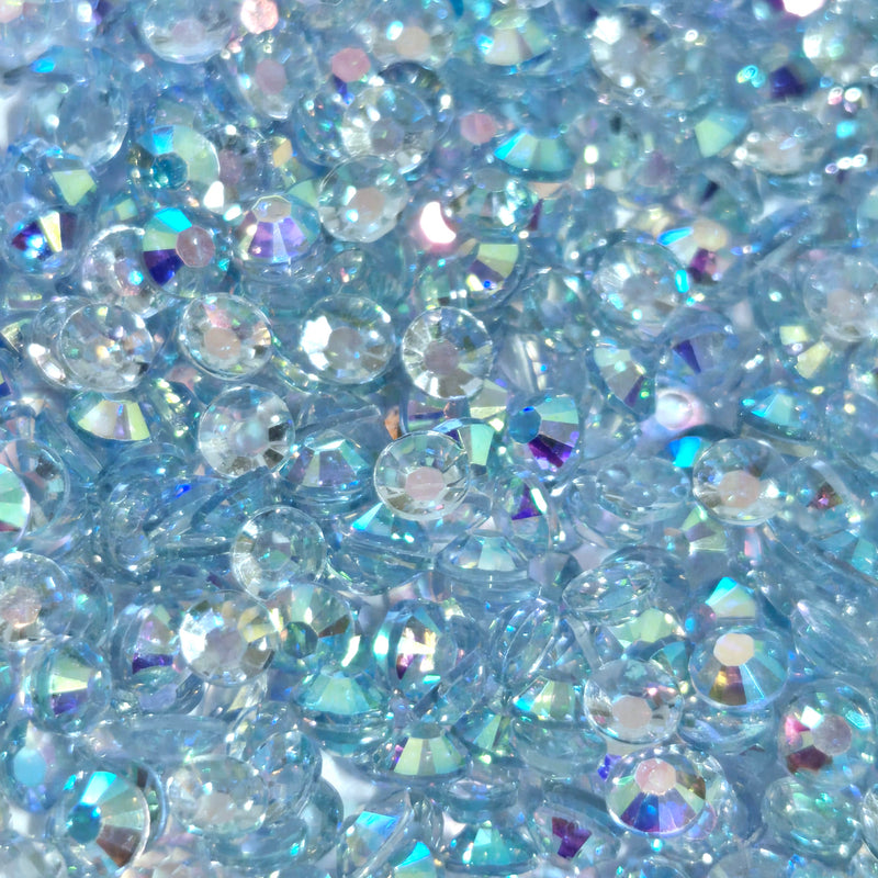 MajorCrafts 3000pcs 3mm Clear Pale Blue AB Flat Back Round 14 Facets Resin Rhinestones