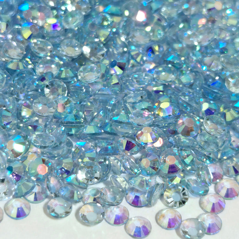 MajorCrafts 3000pcs 3mm Clear Pale Blue AB Flat Back Round 14 Facets Resin Rhinestones