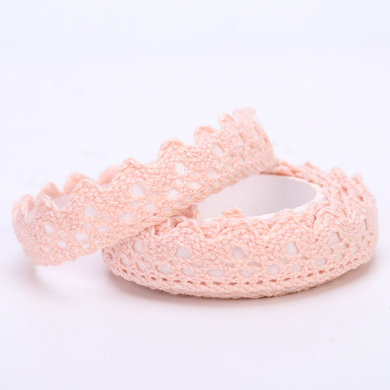MajorCrafts 16mm 1.8metres Pale Pink Self-Adhesive Fabric Crochet Lace Washi Tape