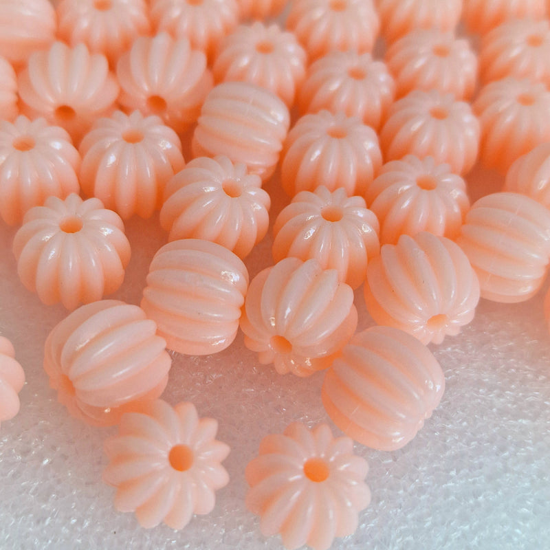 MajorCrafts 48pcs 10mm Pastel Peach Round Pumpkin Resin Beads
