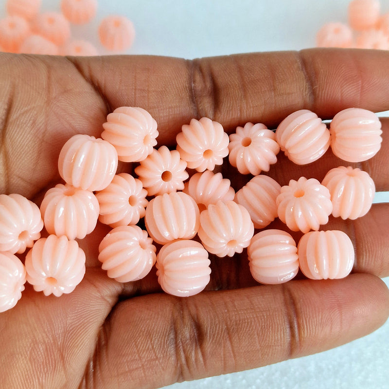 MajorCrafts 48pcs 10mm Pastel Peach Round Pumpkin Resin Beads
