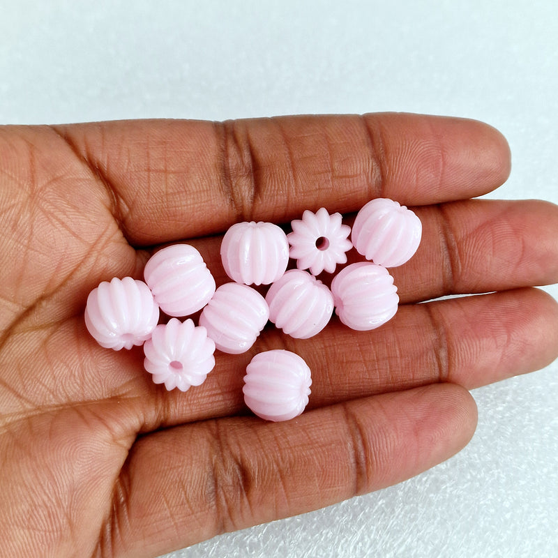 MajorCrafts 48pcs 10mm Pastel Pink Round Pumpkin Resin Beads