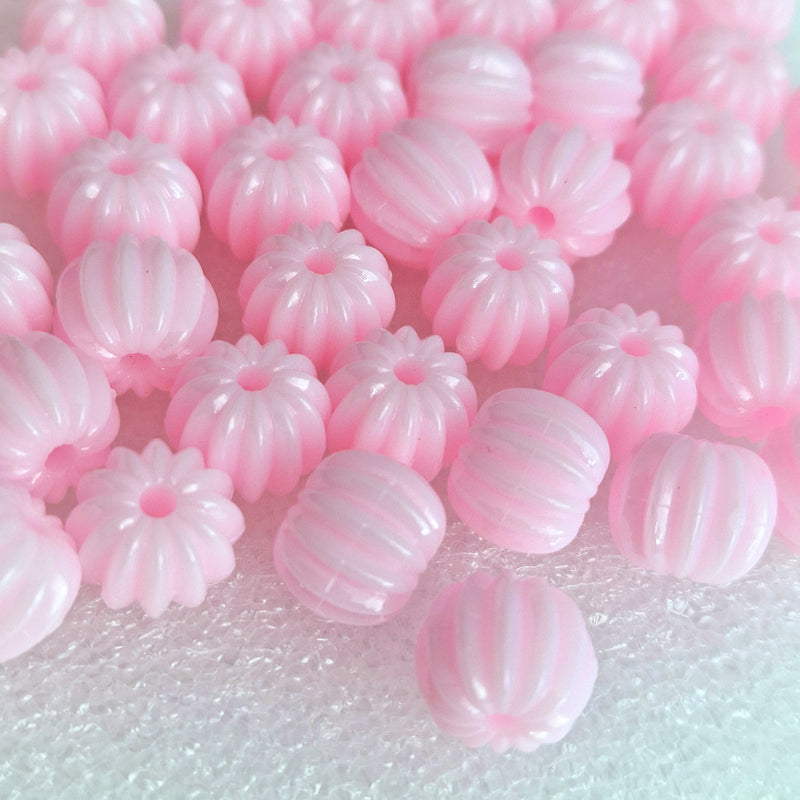 MajorCrafts 48pcs 10mm Pastel Pink Round Pumpkin Resin Beads