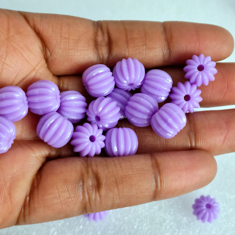 MajorCrafts 48pcs 10mm Pastel Purple Round Pumpkin Resin Beads