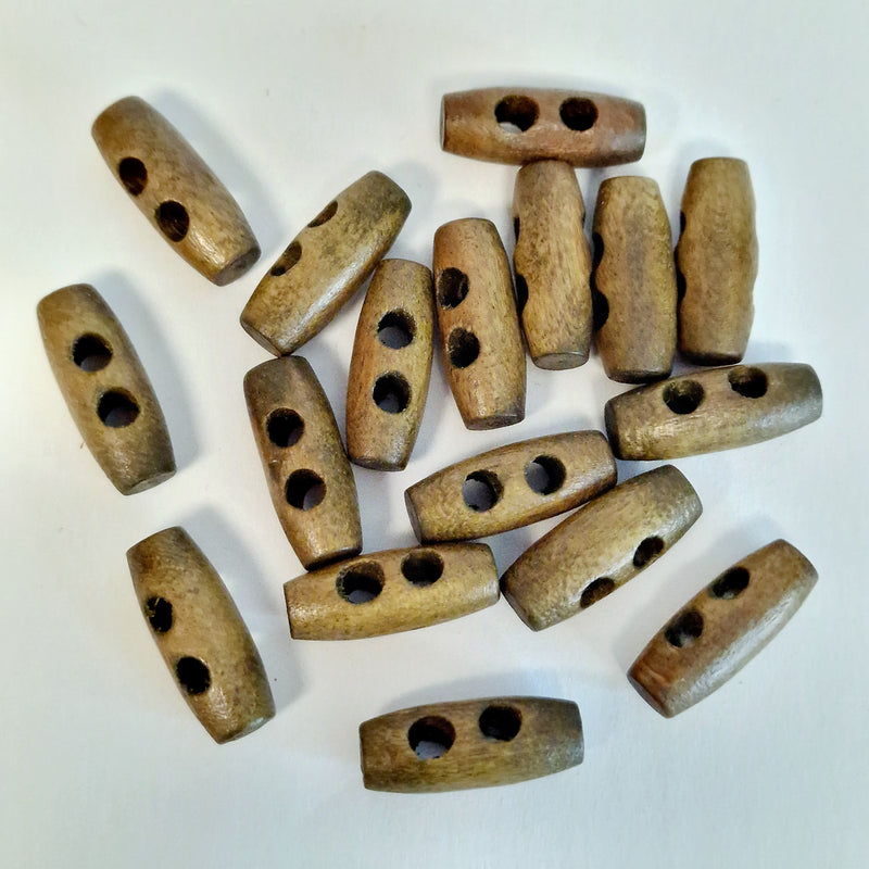 MajorCrafts 40pcs 20mm Peanut Brown 2 Holes Sewing Oval Toggle Wood Buttons