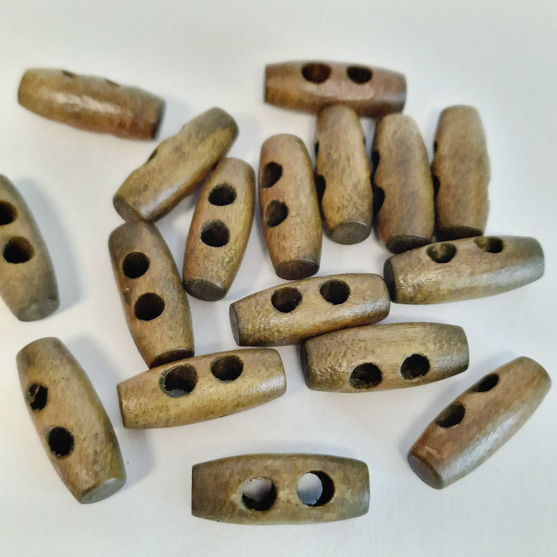 MajorCrafts 40pcs 20mm Peanut Brown 2 Holes Sewing Oval Toggle Wood Buttons