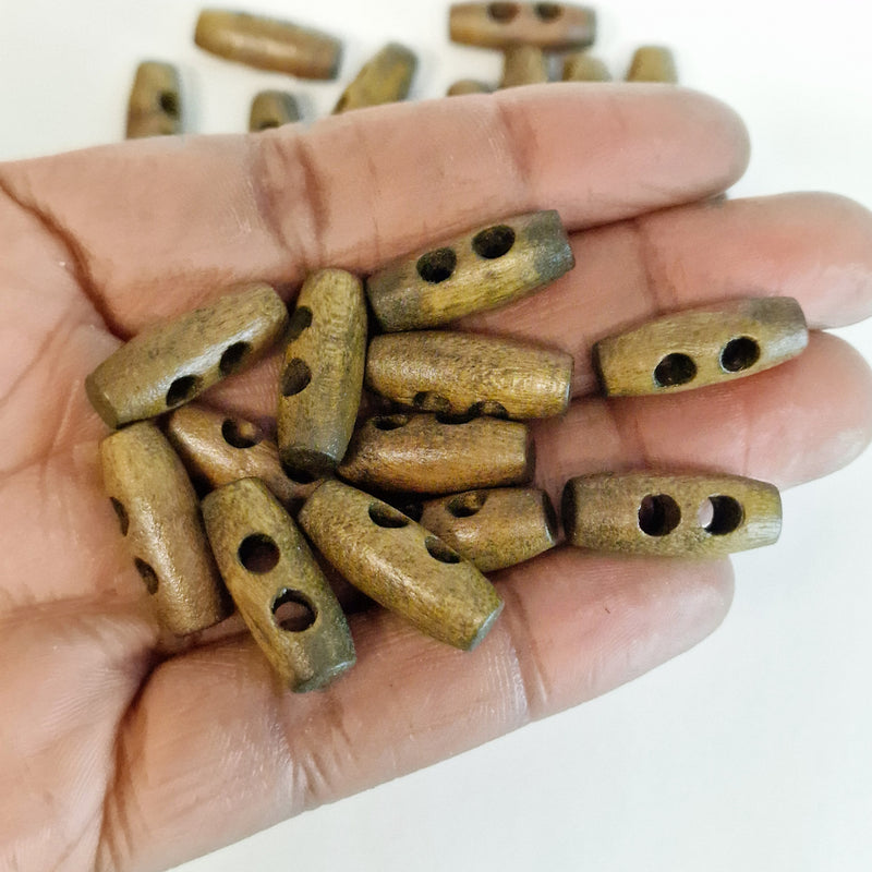 MajorCrafts 40pcs 20mm Peanut Brown 2 Holes Sewing Oval Toggle Wood Buttons