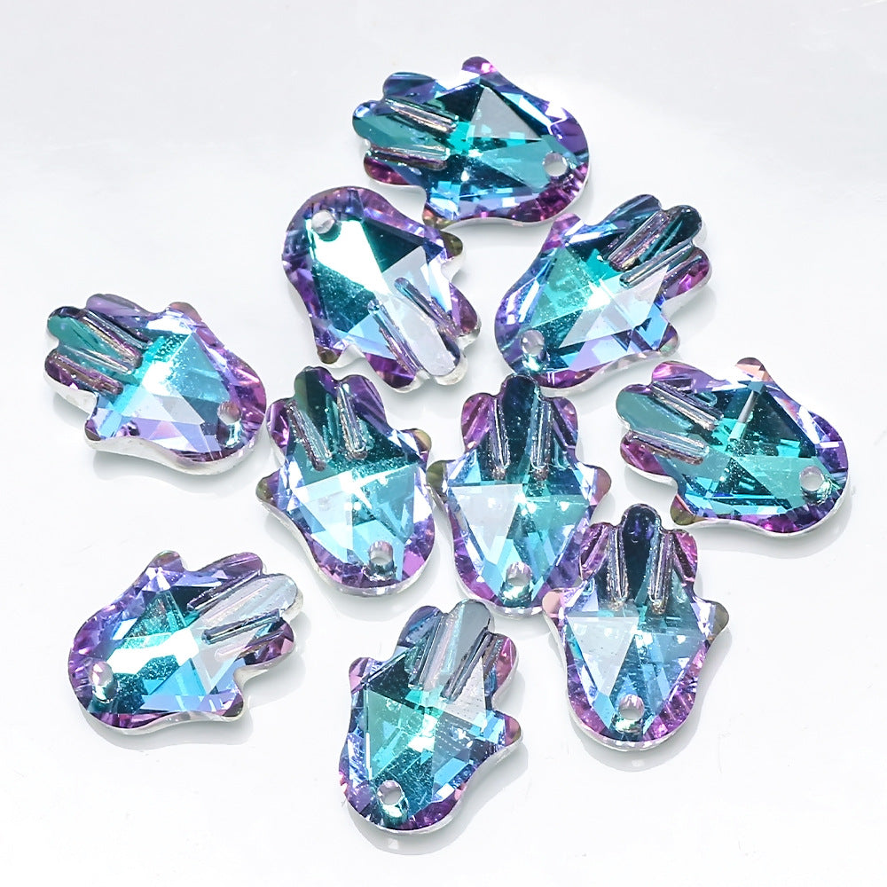MajorCrafts 8pcs 18mm Pink Blue Palm Hand Shape Glass Pendant Charm Beads