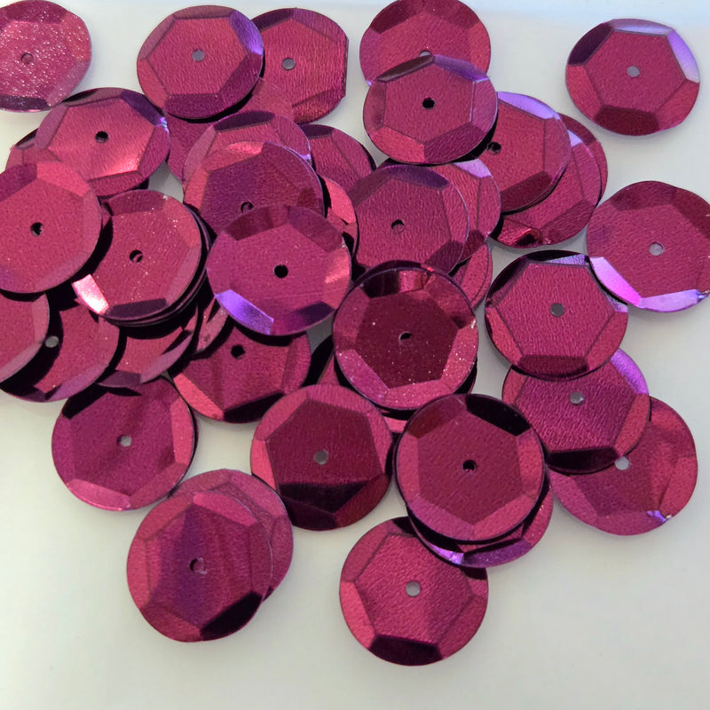 MajorCrafts 15mm 40grams 600pcs Plum Purple Metallic Round Sew-On Cup Sequins