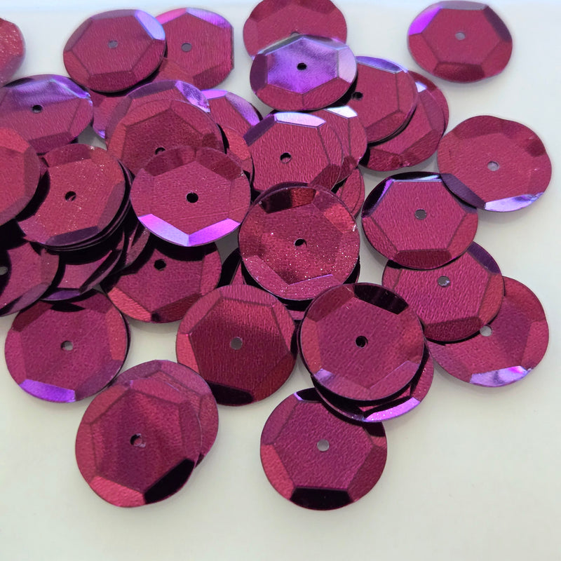 MajorCrafts 15mm 40grams 600pcs Plum Purple Metallic Round Sew-On Cup Sequins