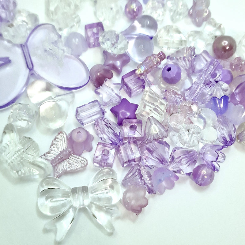 MajorCrafts 50g Purple Theme Mixed Shapes & Sizes Acrylic Beads