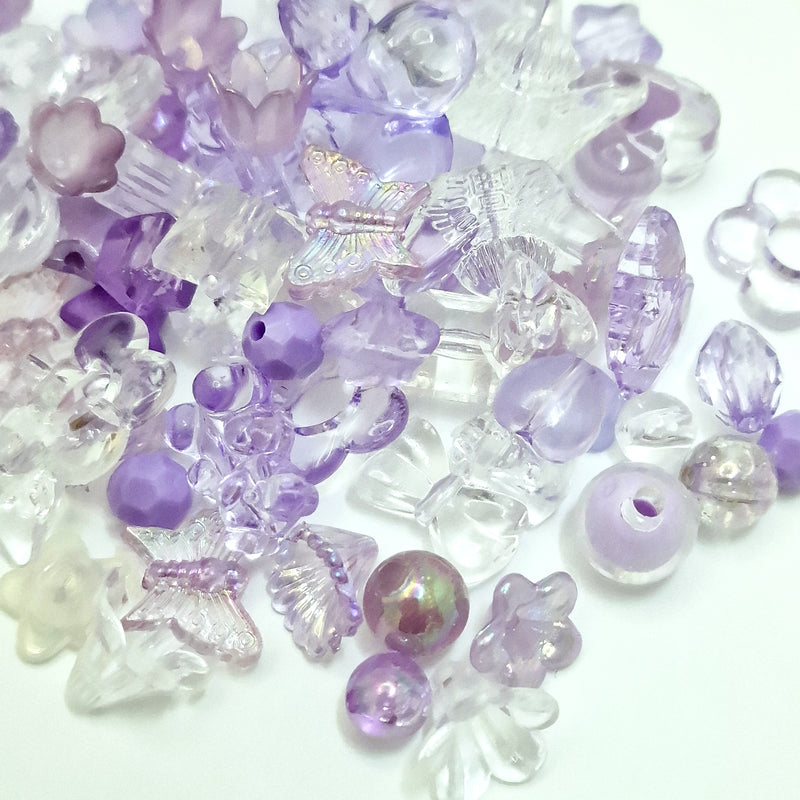MajorCrafts 50g Purple Theme Mixed Shapes & Sizes Acrylic Beads