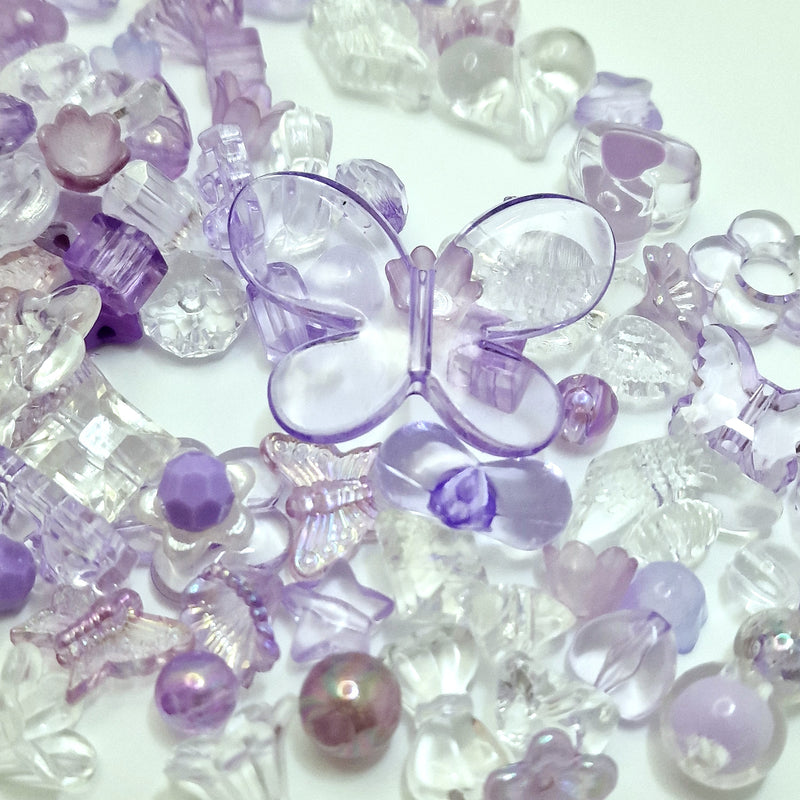 MajorCrafts 50g Purple Theme Mixed Shapes & Sizes Acrylic Beads