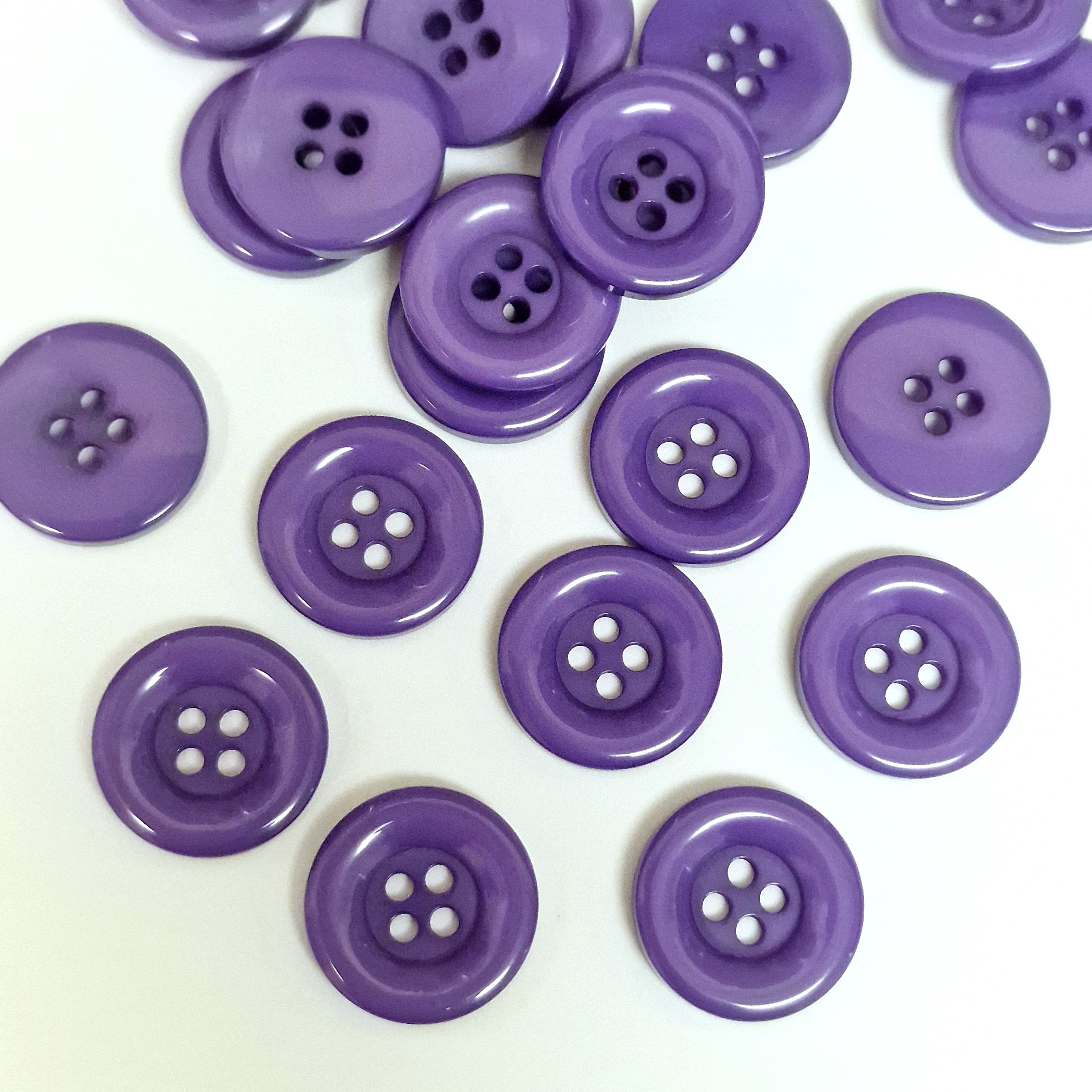 MajorCrafts 48pcs 15mm Purple 4 Holes Thick Edge Round Resin Sewing Buttons