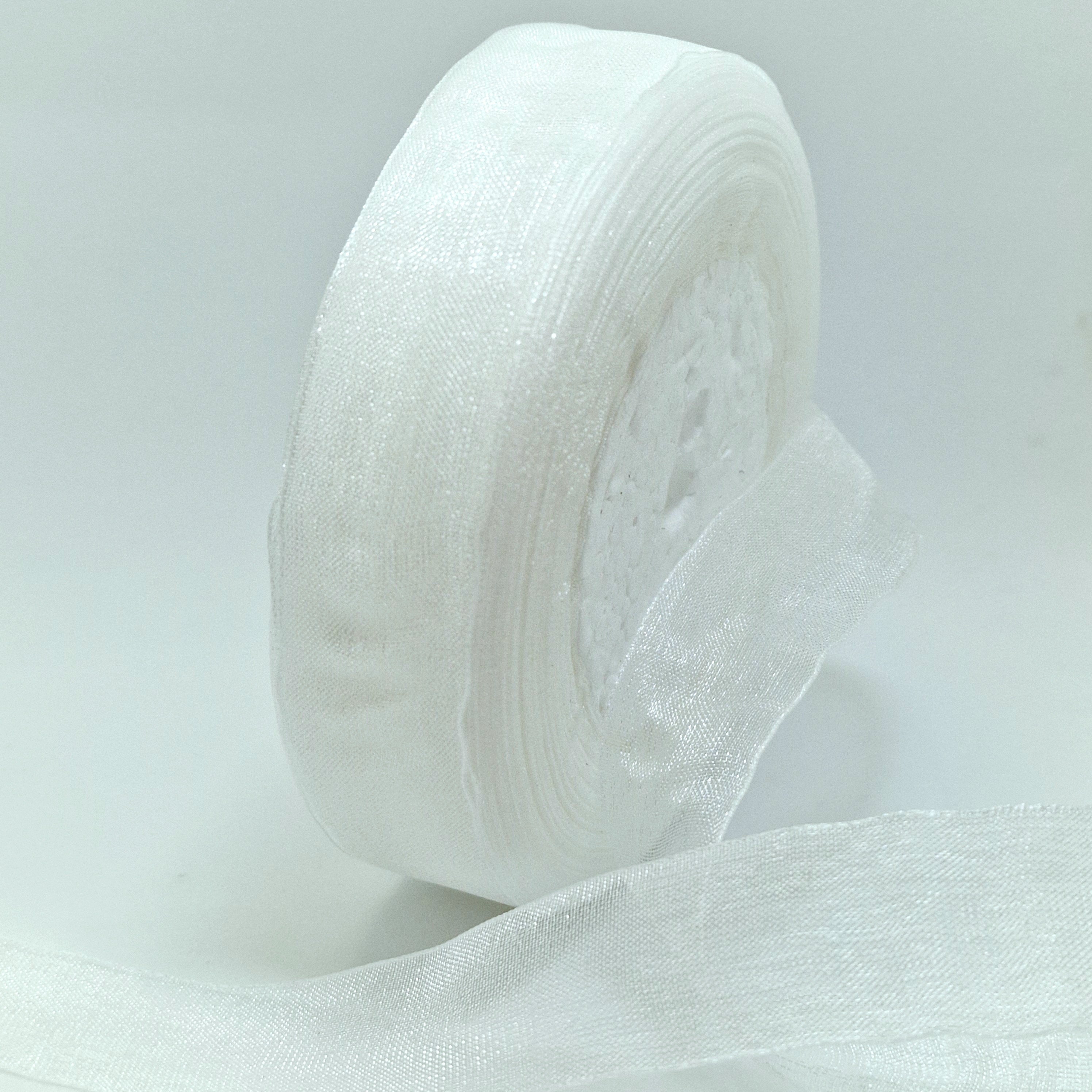 MajorCrafts 20mm 45metres White Sheer Organza Fabric Ribbon Roll R1001