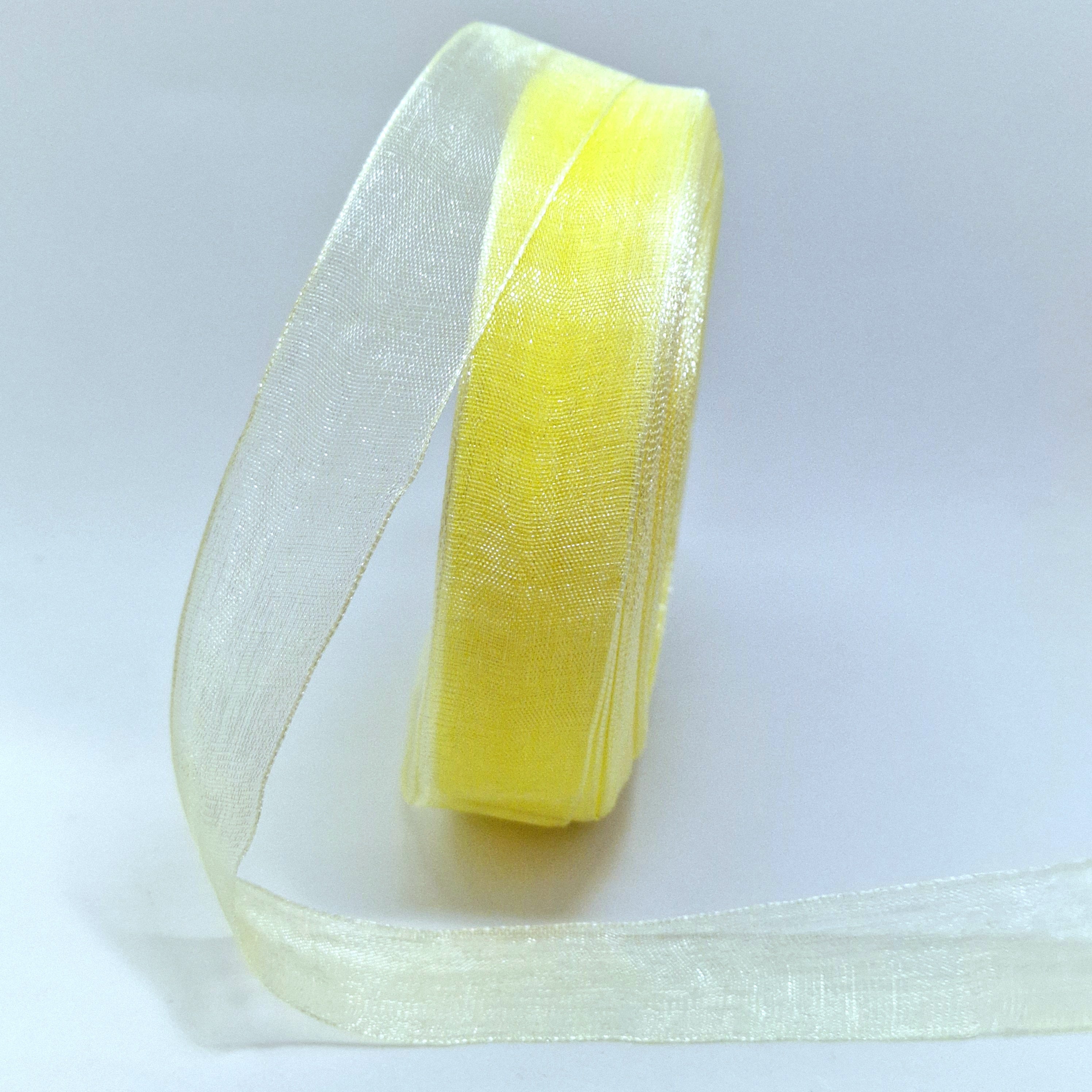 MajorCrafts 20mm 45metres Cream Yellow Sheer Organza Fabric Ribbon Roll R1002
