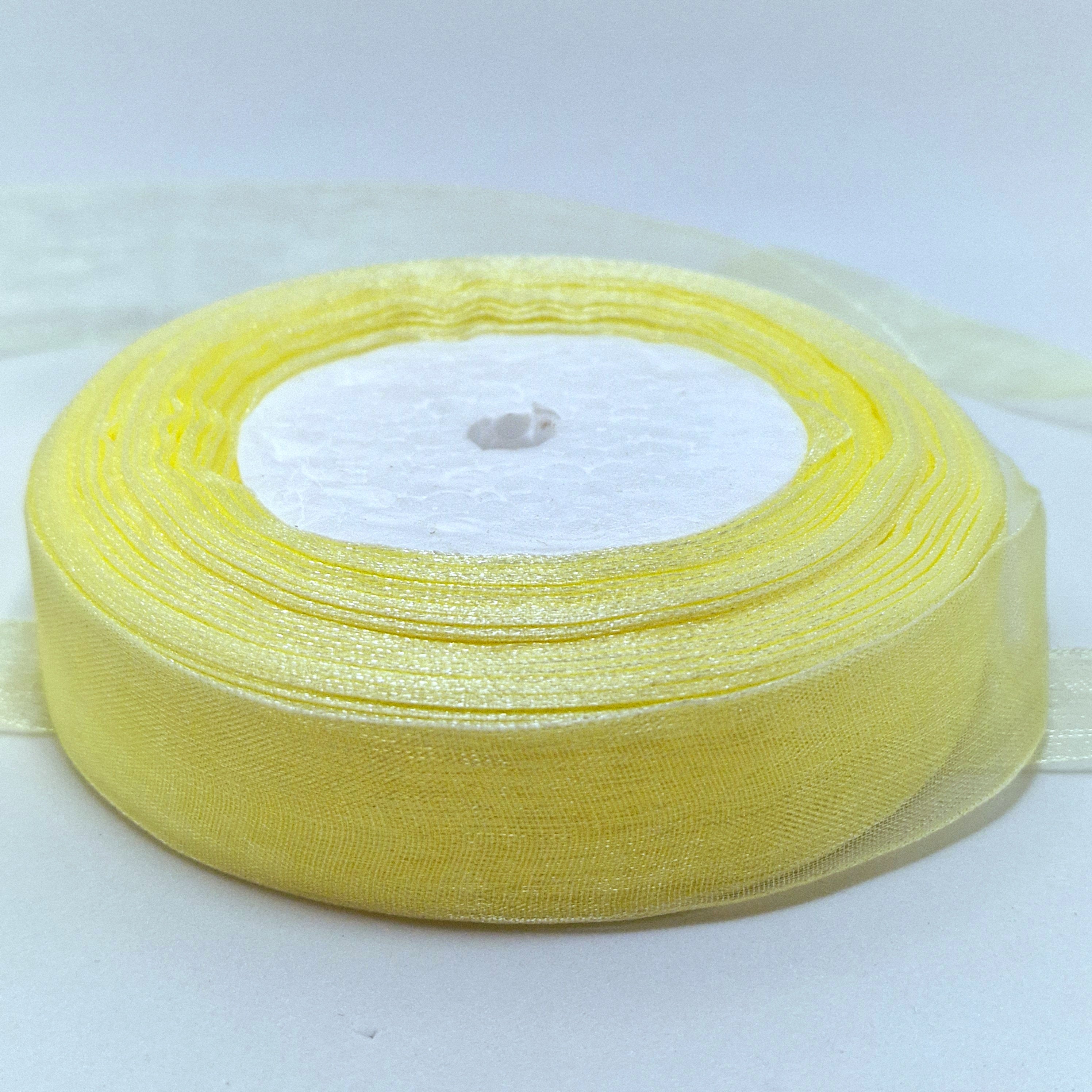 MajorCrafts 20mm 45metres Cream Yellow Sheer Organza Fabric Ribbon Roll R1002