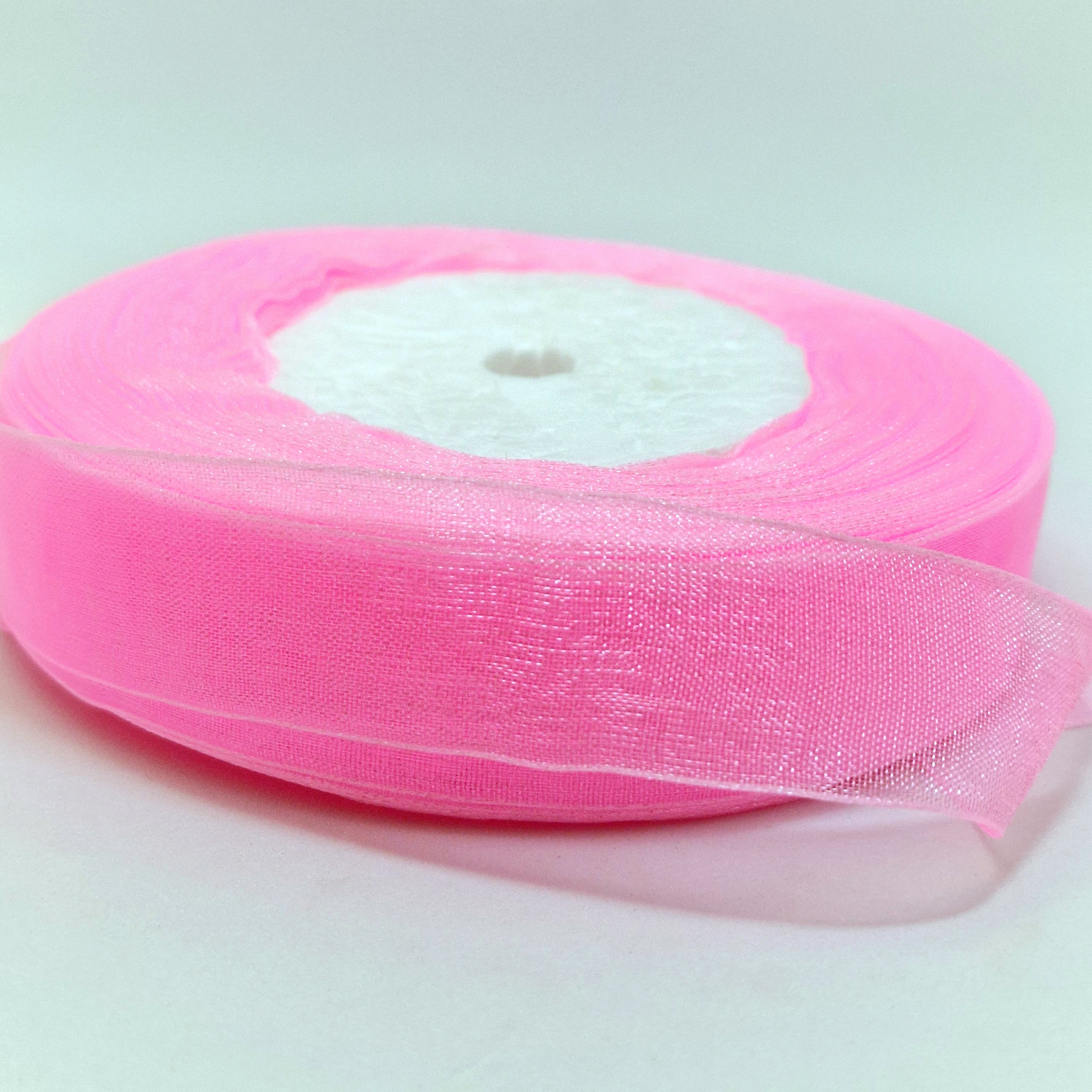 MajorCrafts 20mm 45metres Light Pink Sheer Organza Fabric Ribbon Roll R1004