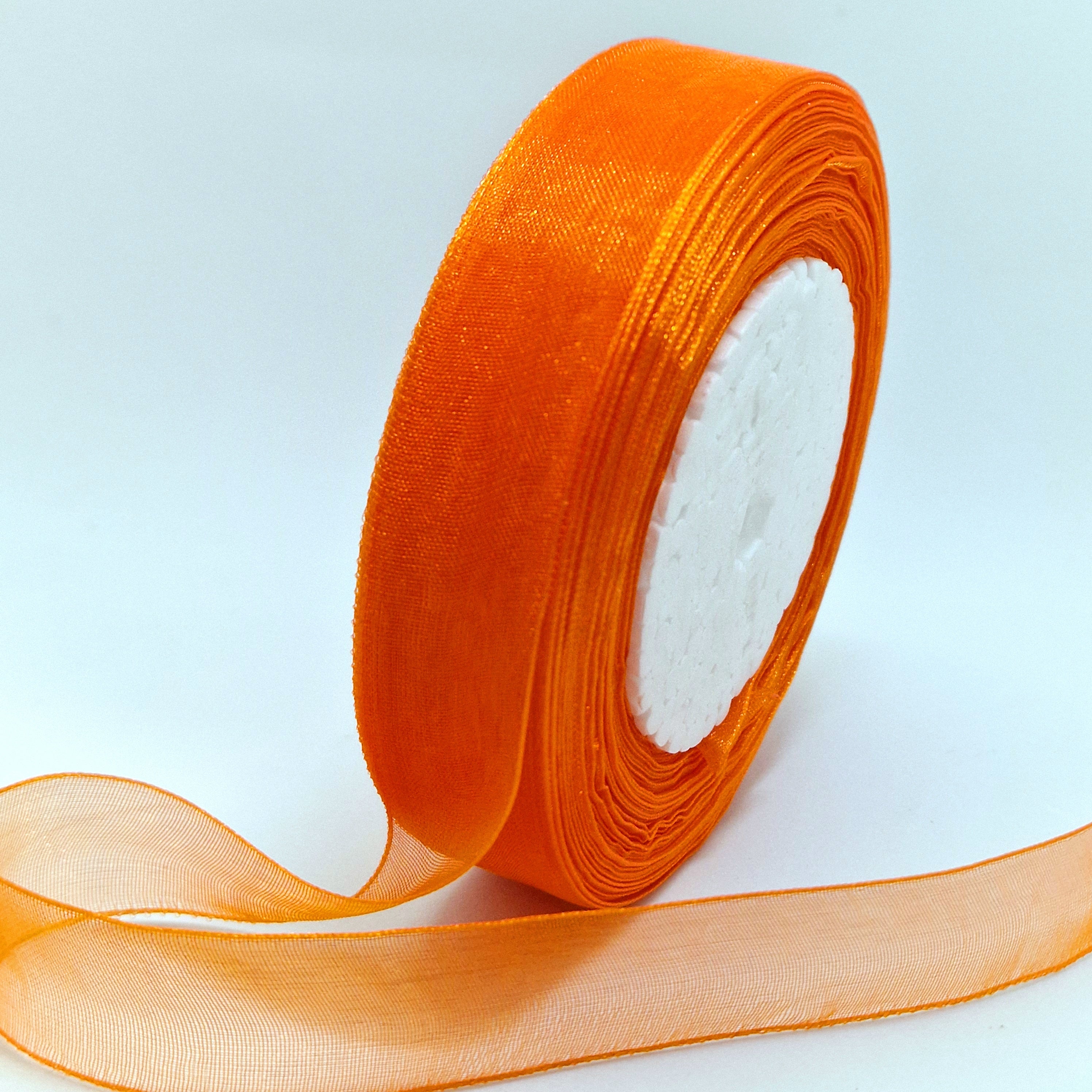 MajorCrafts 20mm 45metres Deep Orange Sheer Organza Fabric Ribbon Roll R1025