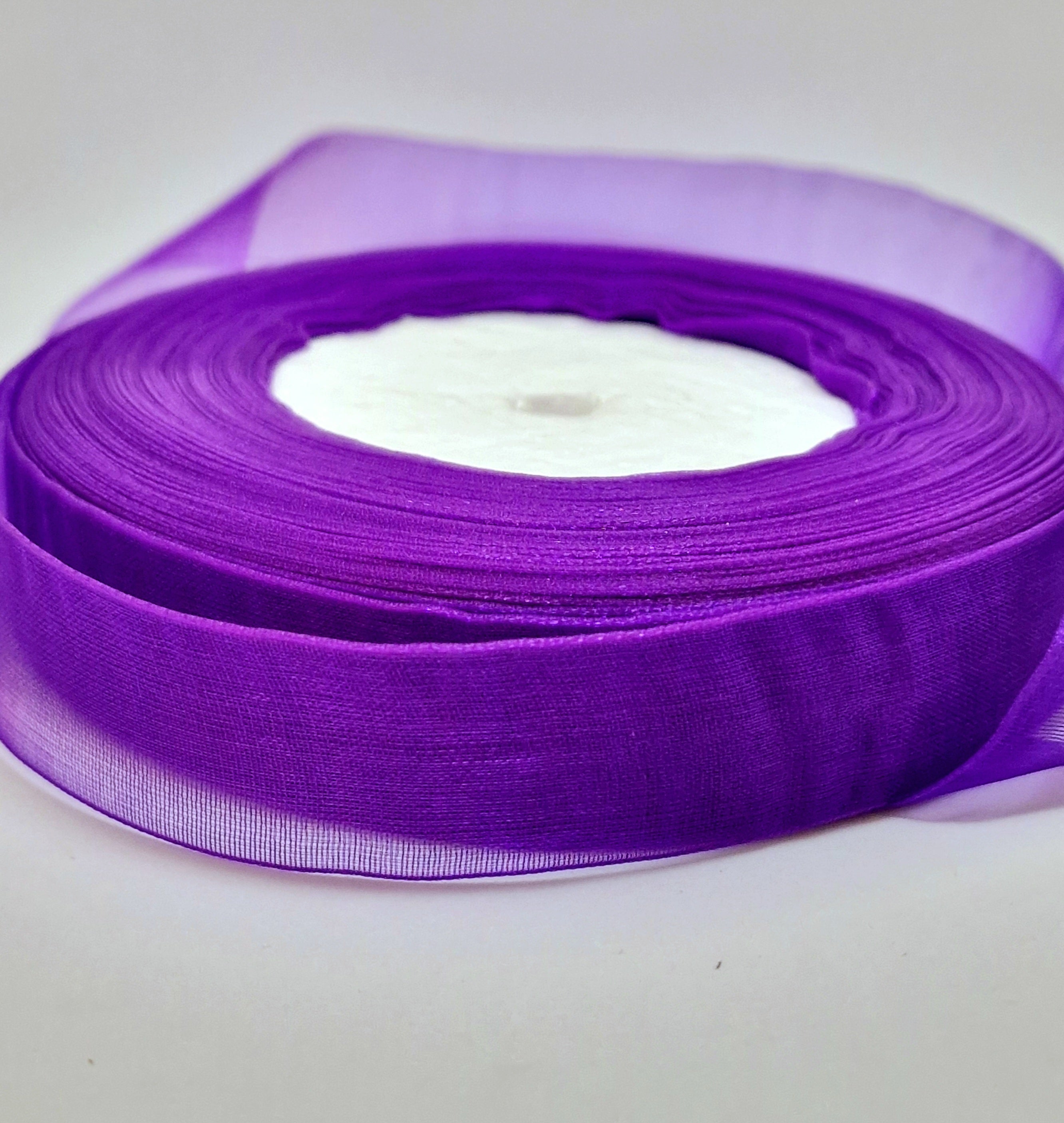MajorCrafts 20mm 45metres Deep Purple Sheer Organza Fabric Ribbon Roll R1035