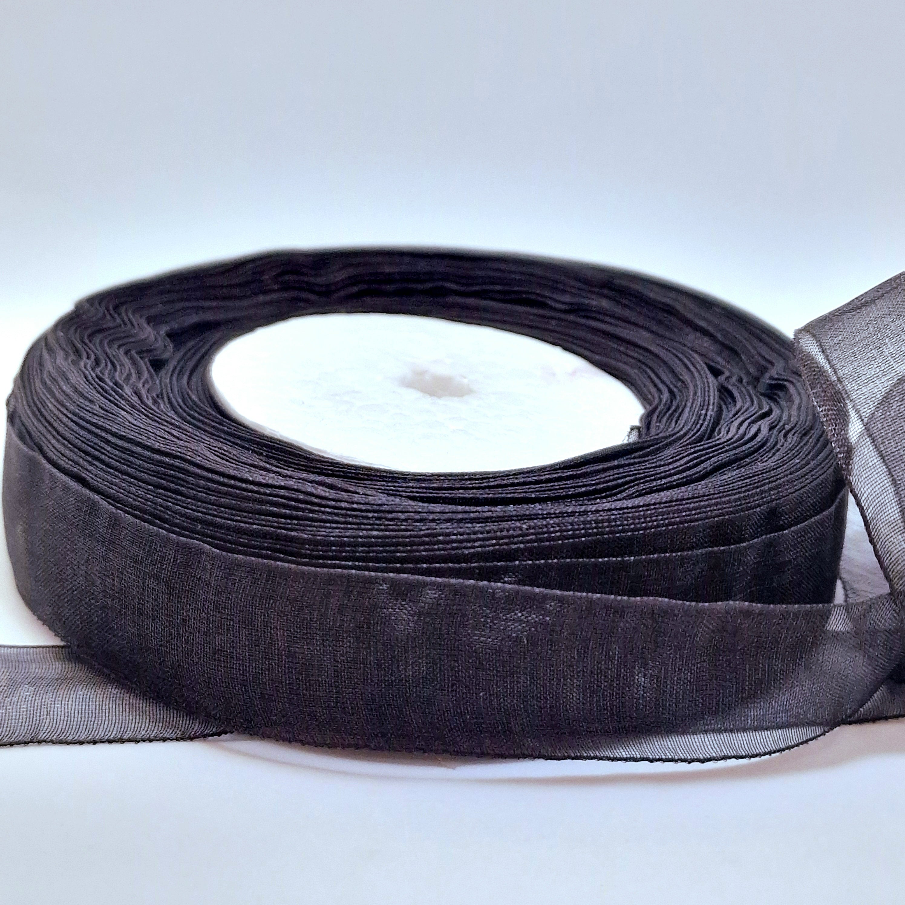 MajorCrafts 20mm 45metres Black Sheer Organza Fabric Ribbon Roll R1039
