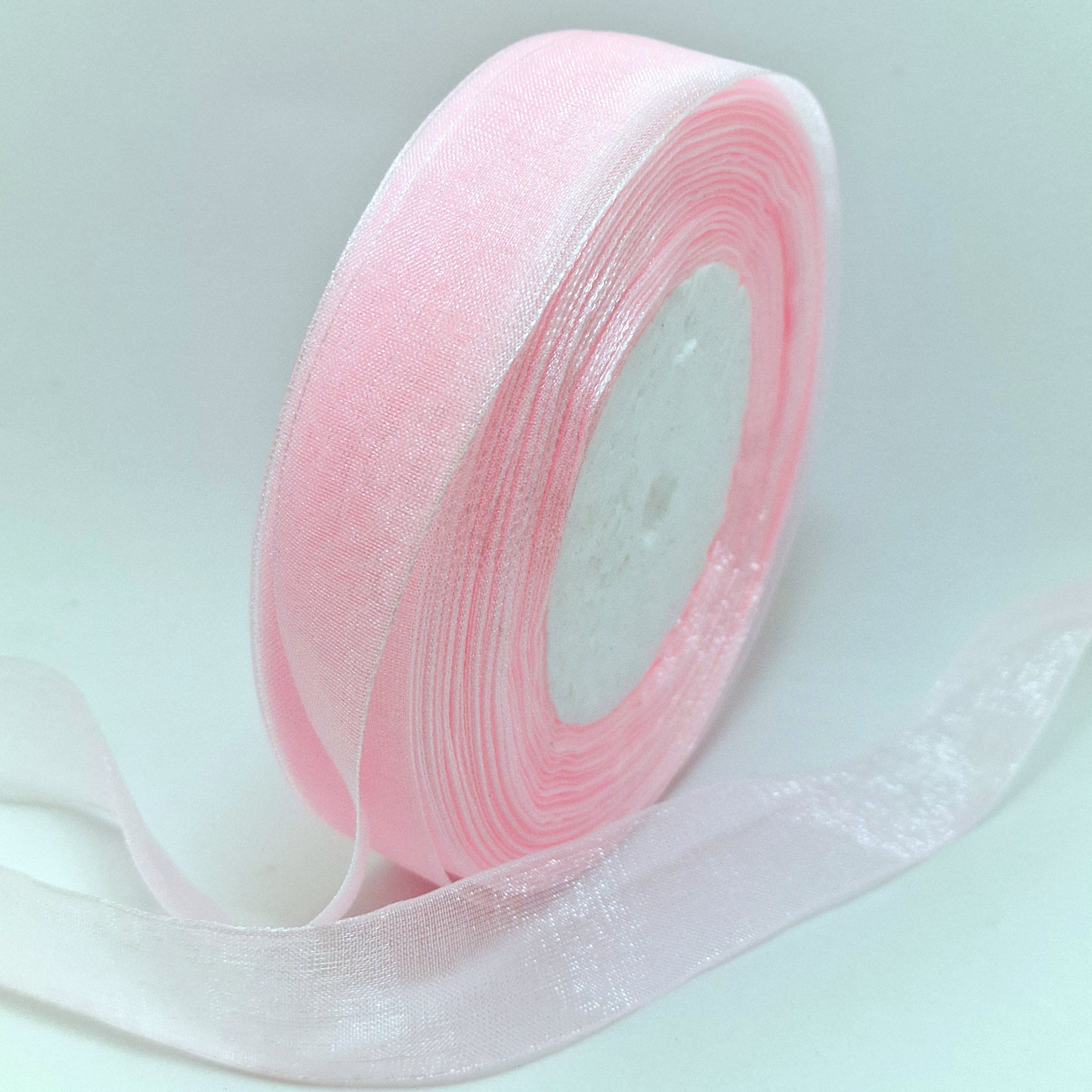 MajorCrafts 20mm 45metres Pastel Pink Sheer Organza Fabric Ribbon Roll R1043