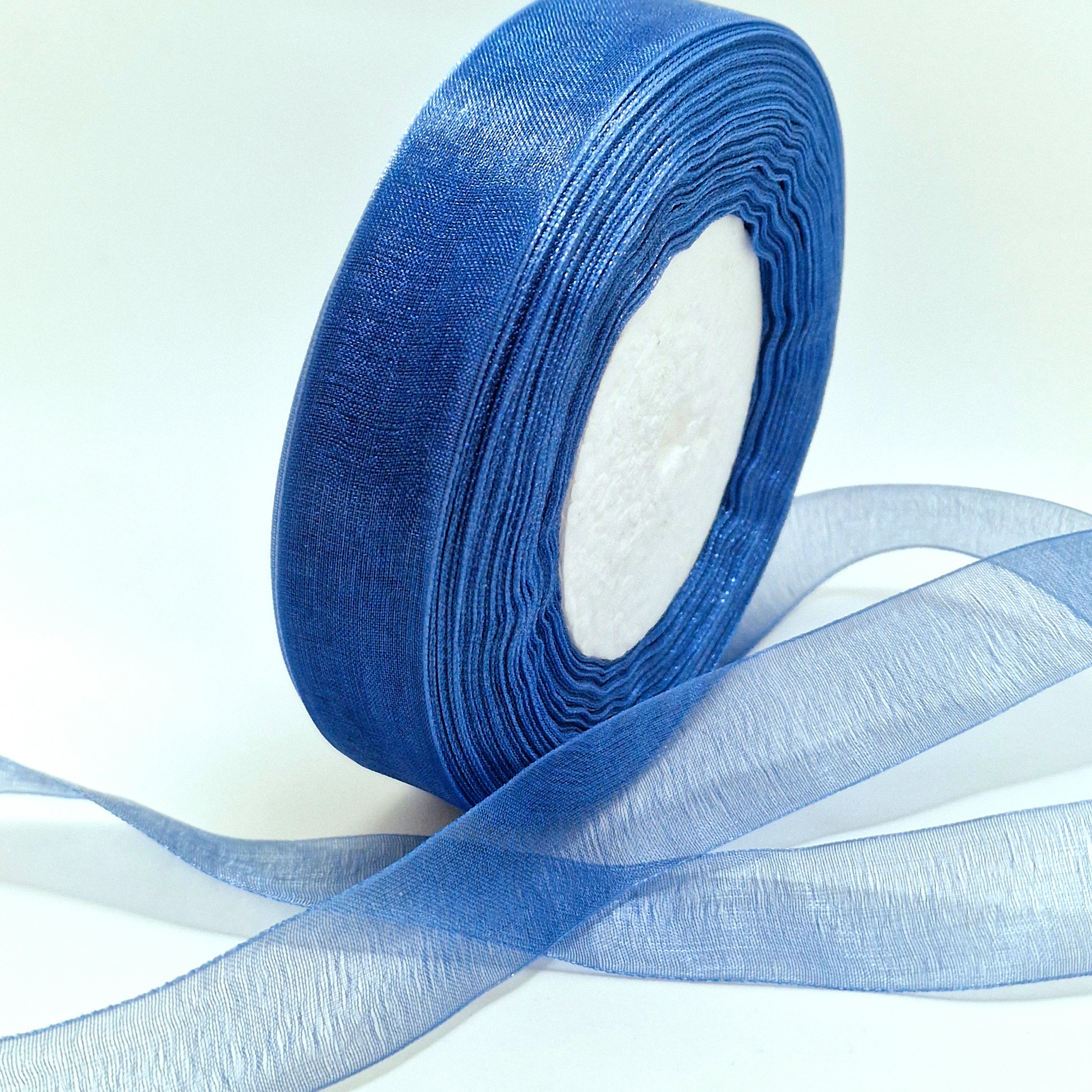 MajorCrafts 20mm 45metres Washed Blue Sheer Organza Fabric Ribbon Roll R1070