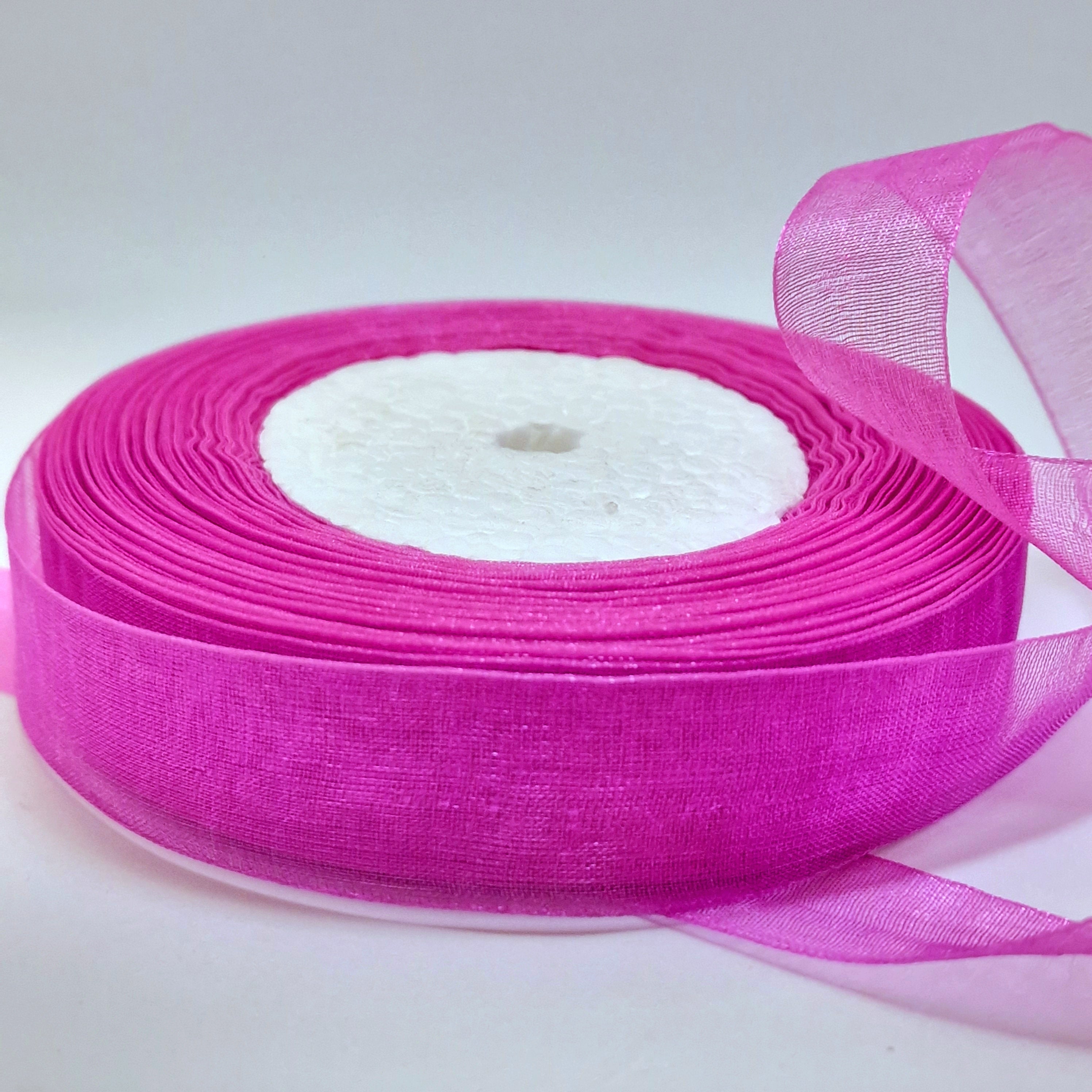MajorCrafts 20mm 45metres Royal Fuchsia Pink Sheer Organza Fabric Ribbon Roll R1169