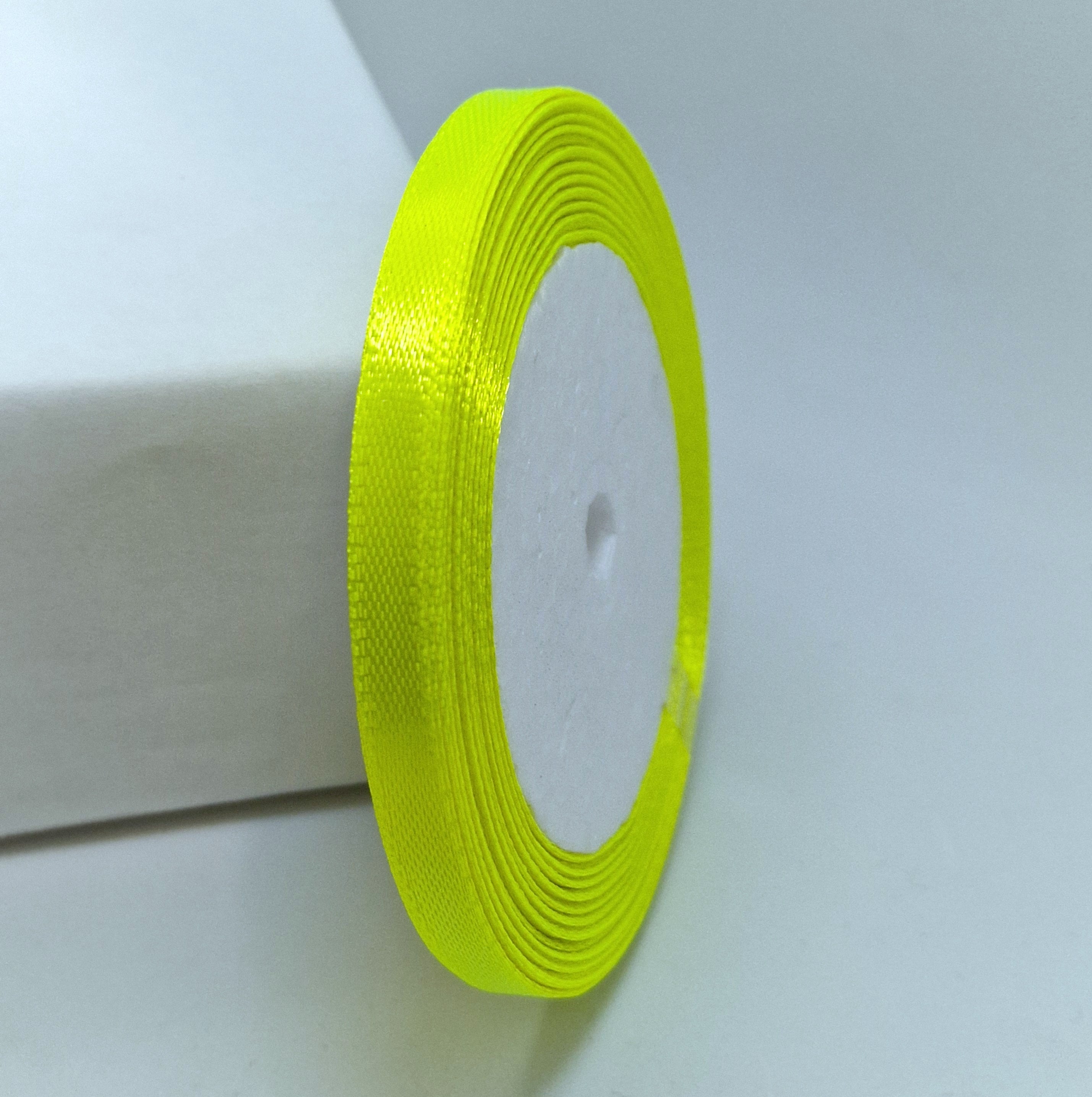 MajorCrafts 6mm 22metres Electric Yellow Satin Fabric Ribbon Roll R58