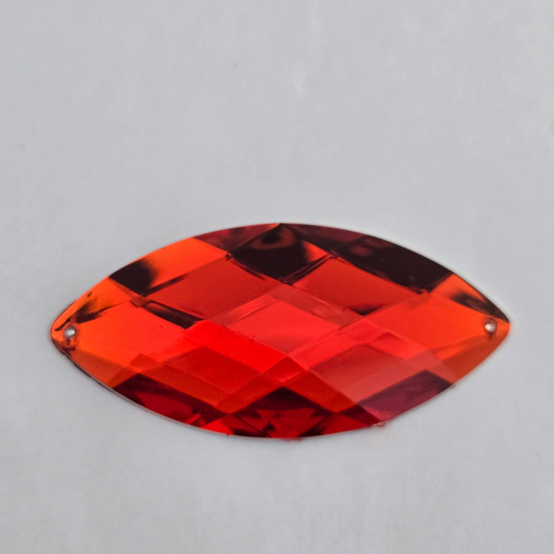 MajorCrafts 4pcs 62x30mm Red Flat Back Sew-on Navette Horse Eye Large Acrylic Rhinestones Gems