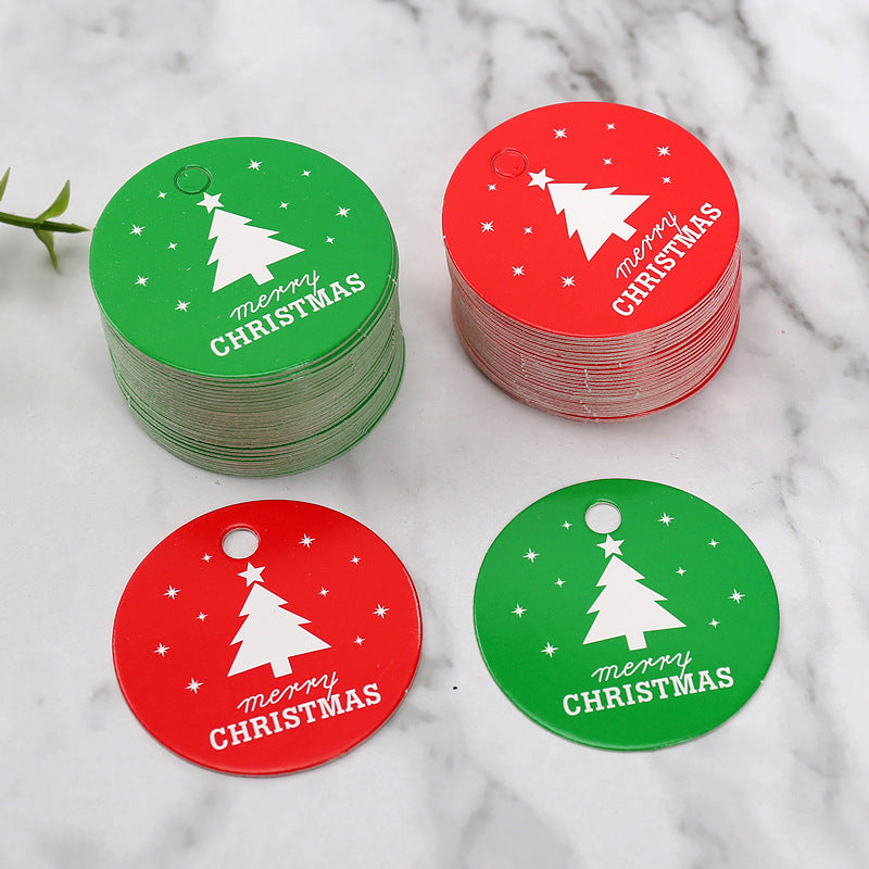 MajorCrafts 50pcs Red 4.3cm Round Christmas Theme Gift Tags